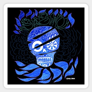 Deep blue skull ecopop Sticker